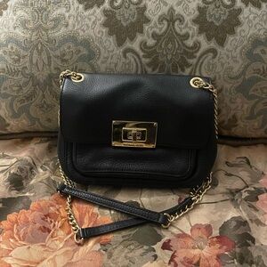 Michael Kors Black Crossbody Bag with Gold Accents